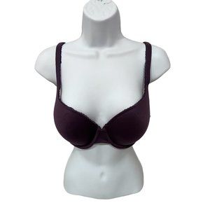 Victoria's Secret Women's Picot Trim Underwire Full Coverage Bra Purple Size 34D